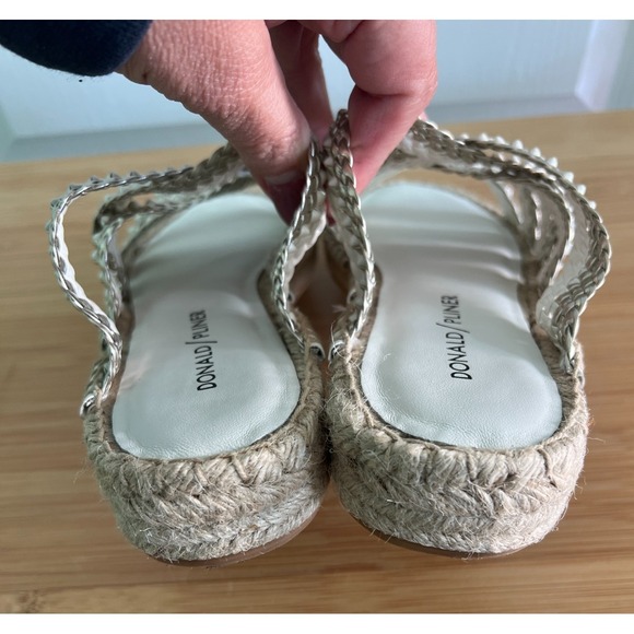 Donald J Pliner Rhonda White Silver Woven Leather Espadrille Sandal Size 7 - Picture 4 of 6